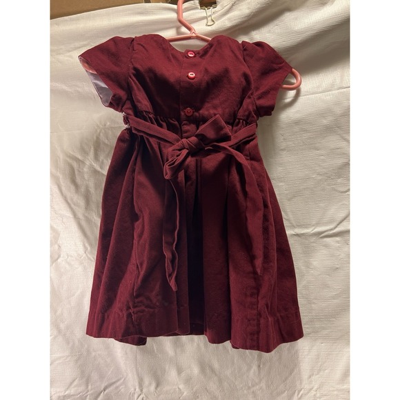 Edgehill Collection Burgundy Corduroy Smocked Baby Dress|9 Months|Valentines - Picture 3 of 5